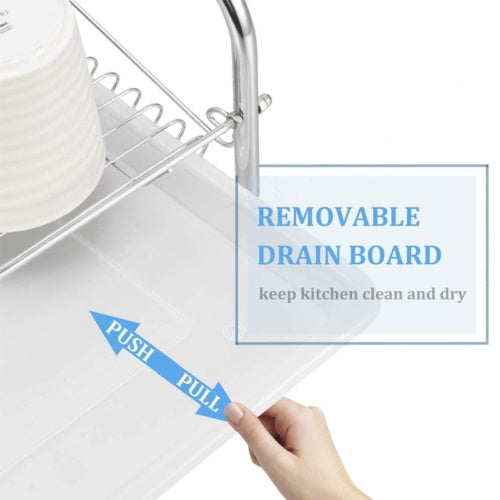 2 Tier Dish Drainer Rack With Drip Tray