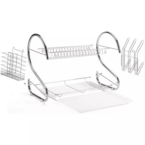 2 Tier Dish Drainer Rack With Drip Tray