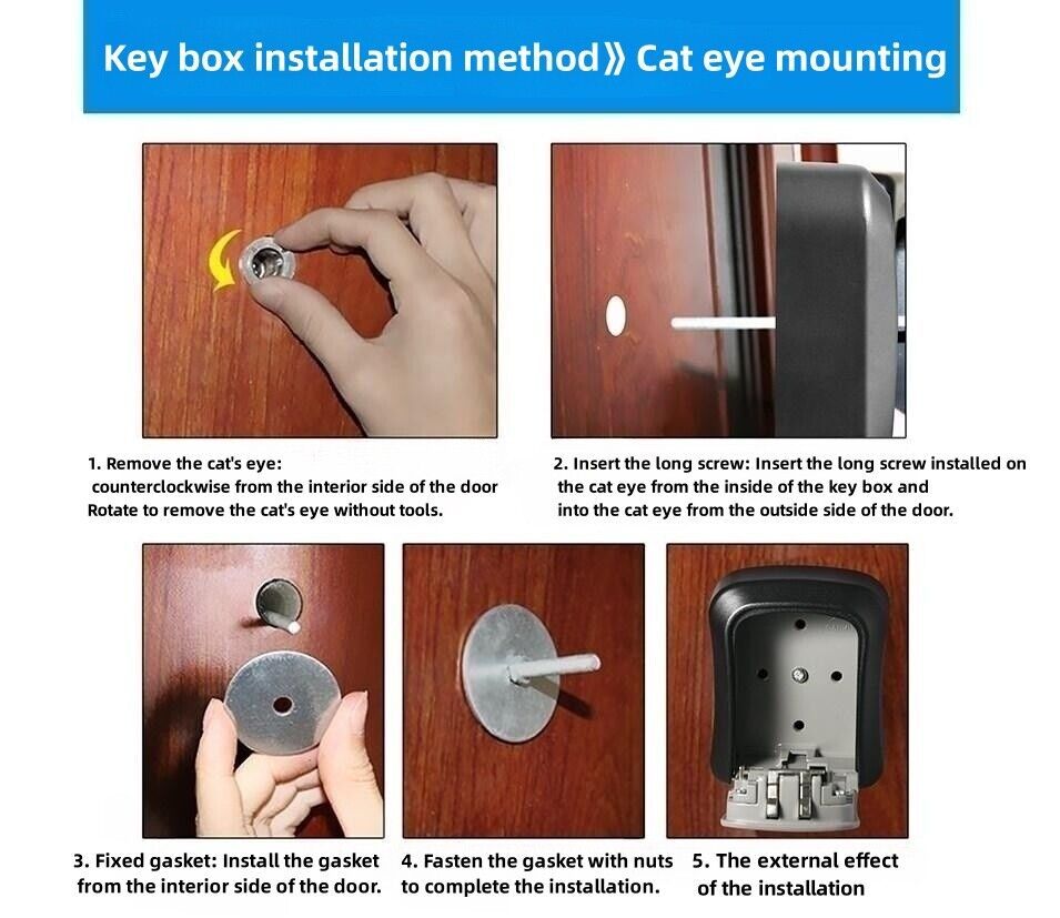 Wall Mounted Key Safe, 4 Combination Outdoor Security